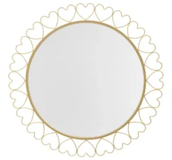 Miroir mural rond avec cadre en métal doré et verre