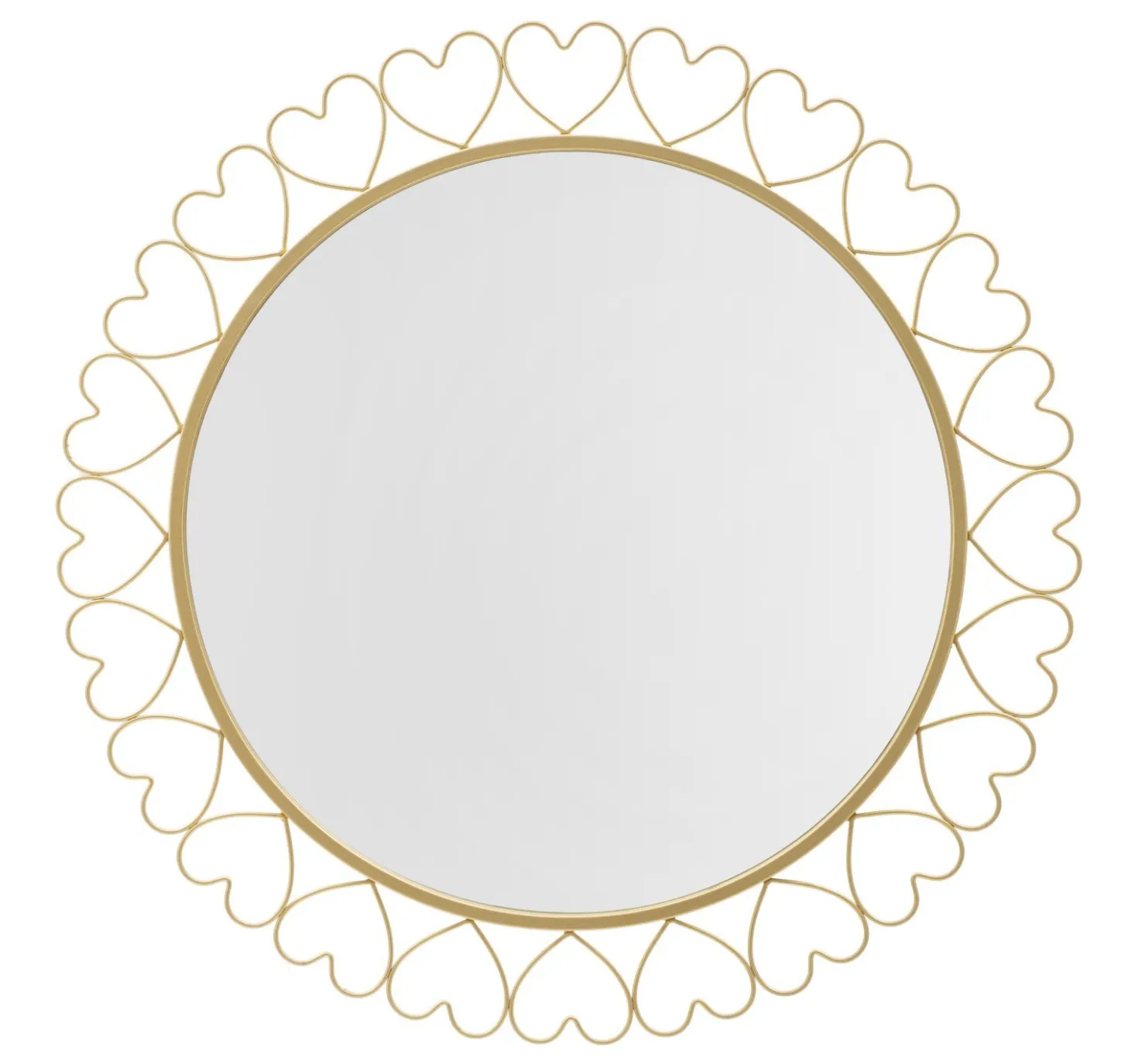 Miroir mural rond avec cadre en métal doré et verre