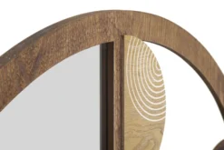 Miroir mural rond en M.D.F et verre multicolore
