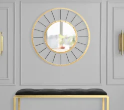 Miroir mural rond Glamorouso cadre doré décorations métal noir