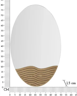 Miroir mural rond M.D.F et verre naturel décor en bois