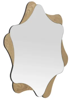 Miroir mural étoile M.D.F et verre bois naturel