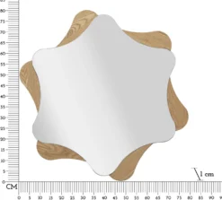 Miroir mural étoile M.D.F et verre bois naturel
