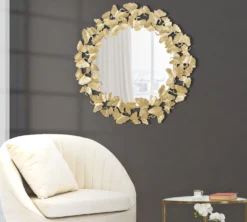 Miroir rond décoratif Fer doré verre M.D.F