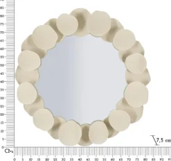 Miroir rond Dune cadre effet pierre beige