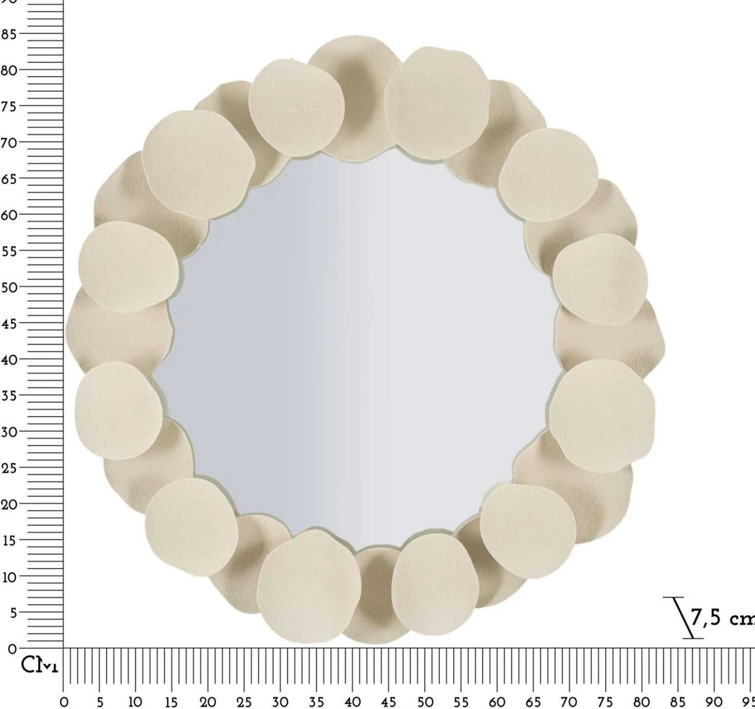 Miroir rond Dune cadre effet pierre beige