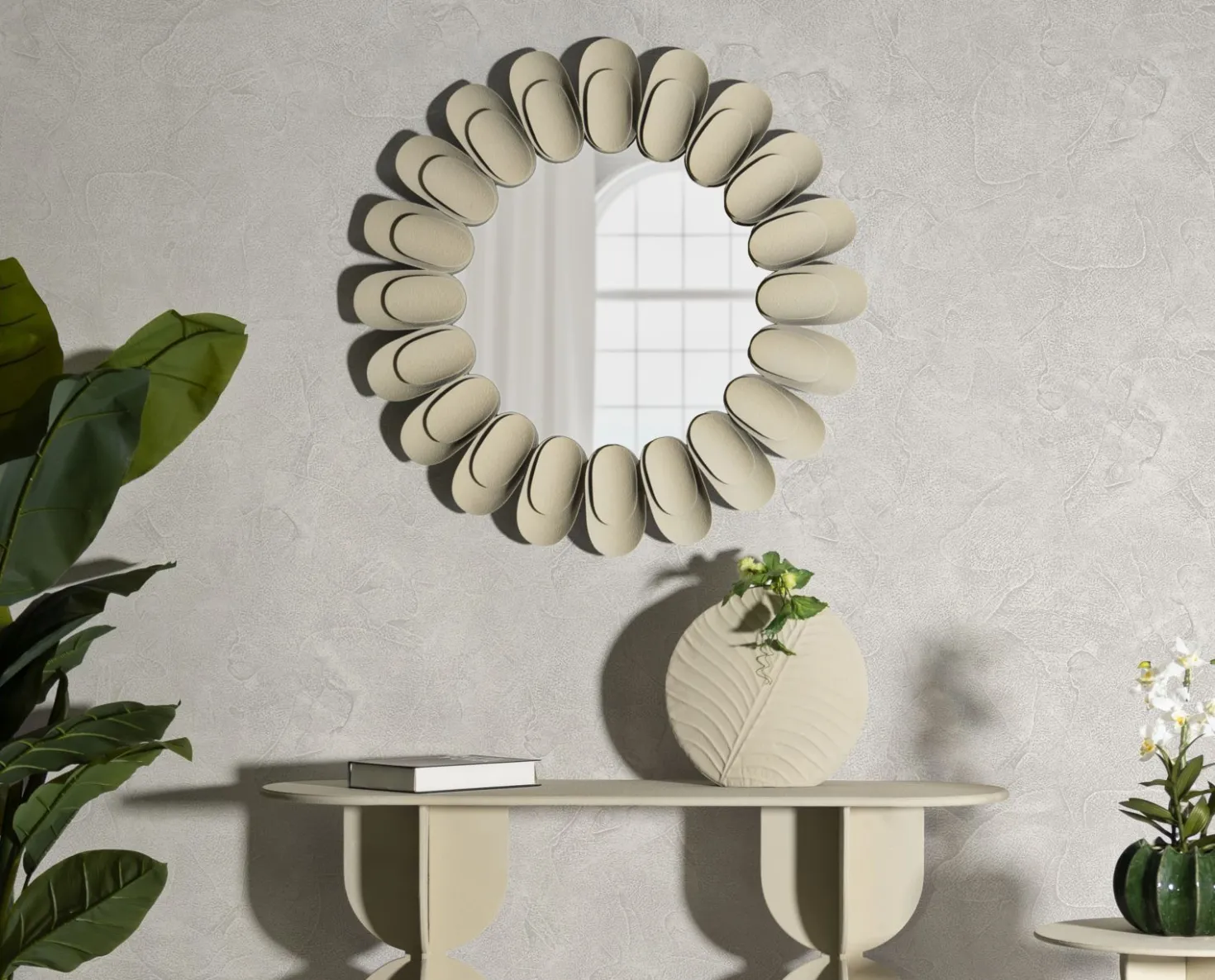 Miroir rond Dune effet pierre