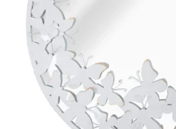 Miroir rond métal blanc décor papillons dorés