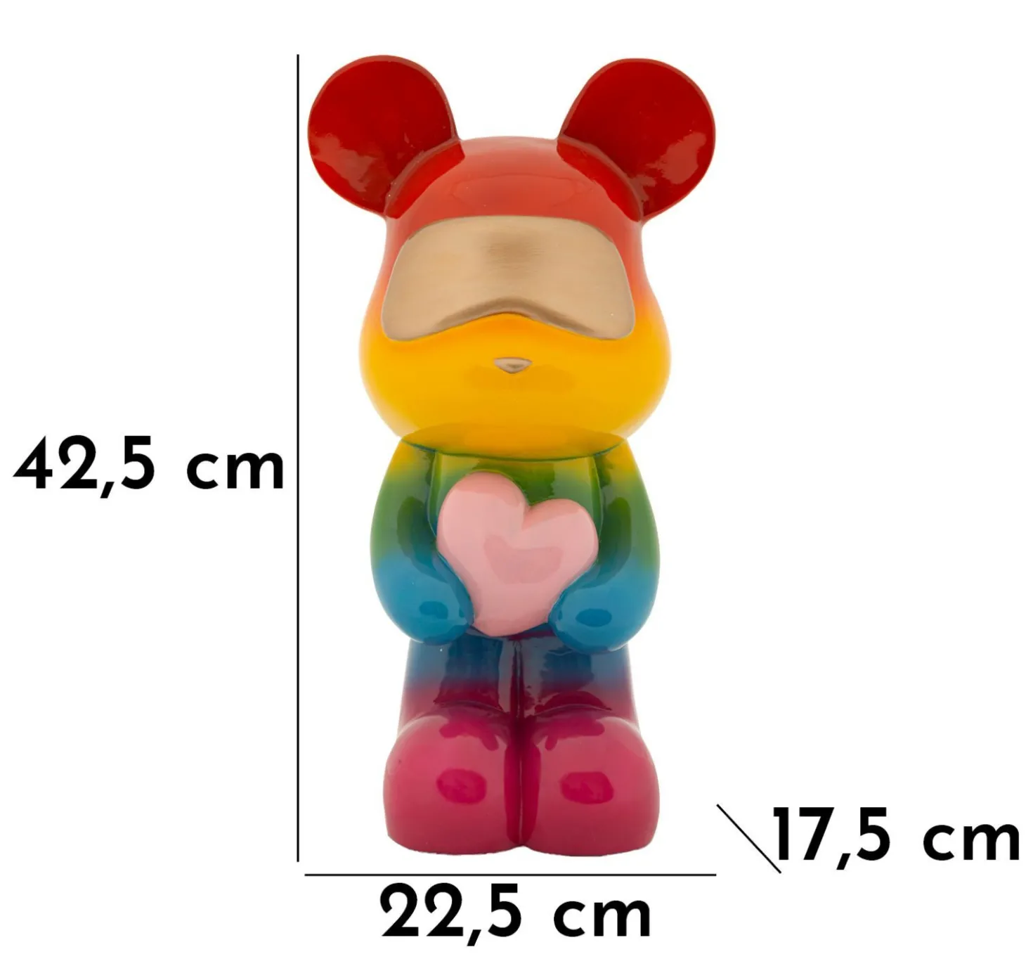 Ours rainbow en résine multicolore
