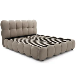 Pack Lit-coffre design boule Bilbola + Matelas Bedream 160x200cm Velours Taupe