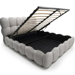 Pack Lit-coffre design boule Bilbola + Matelas Bedream 160x200cm Velours Gris