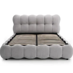 Pack Lit-coffre design boule Bilbola + Matelas Bedream 160x200cm Velours Gris