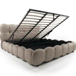 Pack Lit-coffre design boule Bilbola + Matelas Bedream 180x200cm Velours Taupe