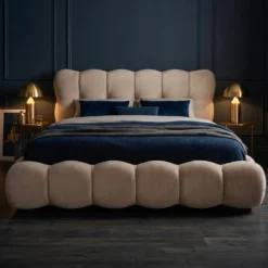 Pack Lit-coffre design boule Bilbola + Matelas Bedream 180x200cm Velours Taupe