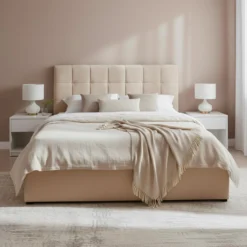 Pack Lit-coffre Luftani + Matelas Bedream 160x200cm Velours Beige