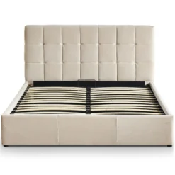Pack Lit-coffre Luftani + Matelas Bedream 160x200cm Velours Beige
