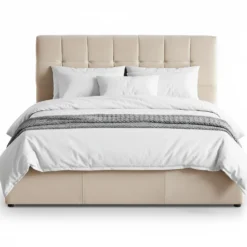 Pack Lit-coffre Luftani + Matelas Bedream 160x200cm Velours Beige