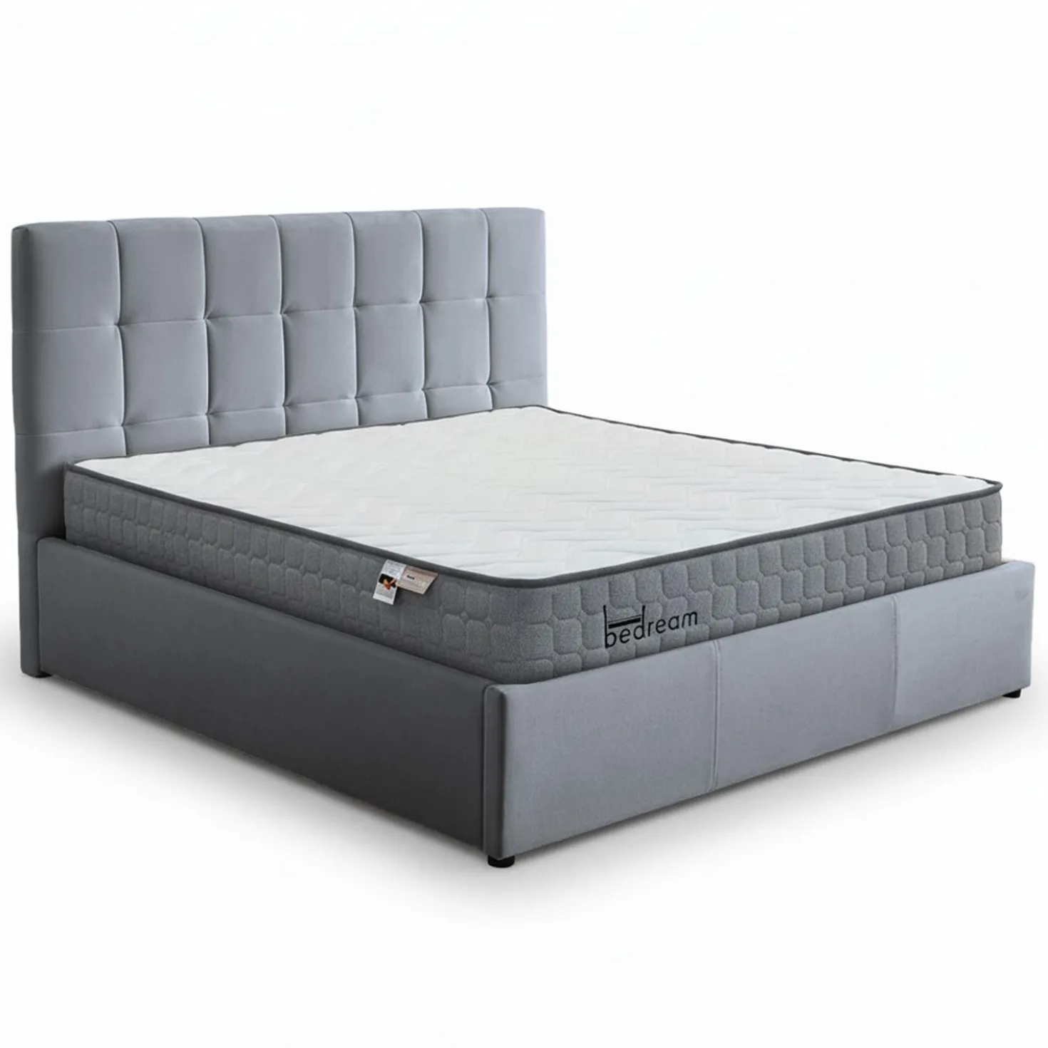 Pack Lit-coffre Luftani + Matelas Bedream 160x200cm Velours Argent