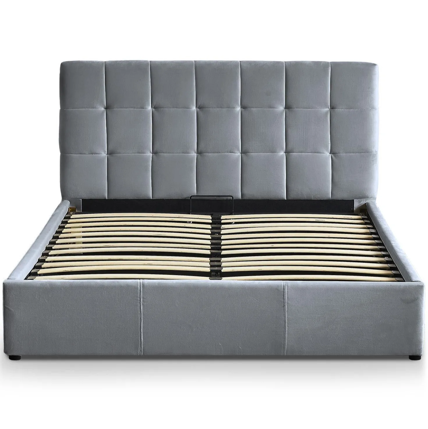Pack Lit-coffre Luftani + Matelas Bedream 160x200cm Velours Argent