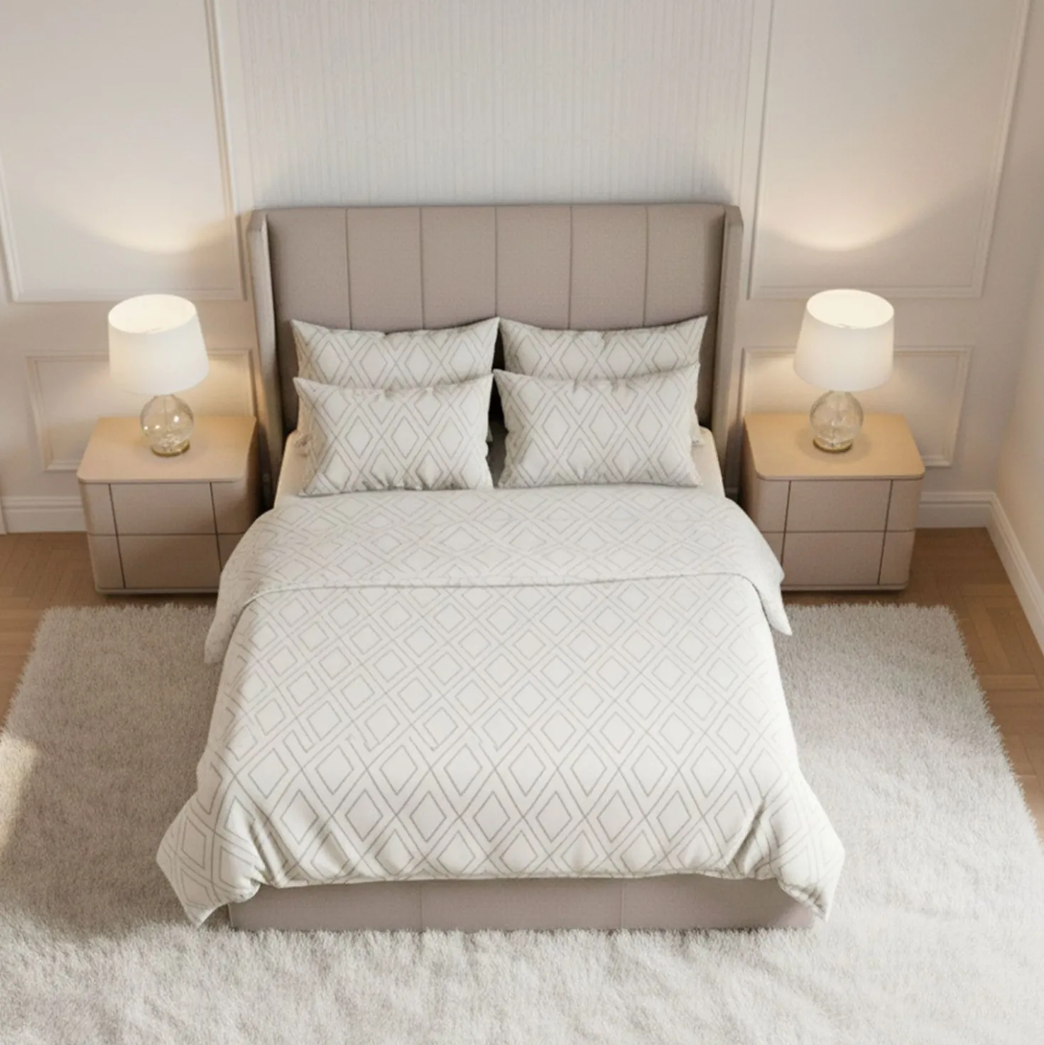 Pack Lit-coffre Magorial + Matelas Bedream 140x190cm Velours Taupe