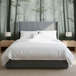 Pack Lit-coffre Magorial + Matelas Bedream 140x190cm Velours Gris