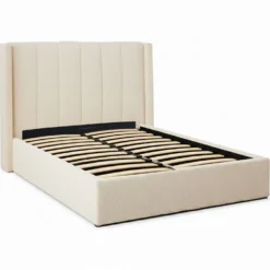 Pack Lit-coffre Magorial + Matelas Bedream 140x190cm Tissu bouclette Crème