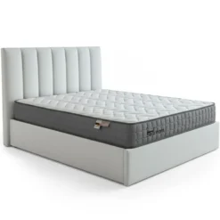 Pack Lit-coffre Songe + Matelas Bedream 140x190cm Velours Argent