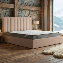 Pack Lit-coffre Songe + Matelas Bedream 180x200cm Tissu Beige