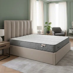 Pack Lit-coffre Songe + Matelas Bedream 140x190cm Velours Taupe