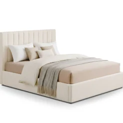 Pack Lit-coffre Songe + Matelas Bedream 180x200cm Tissu bouclette Beige