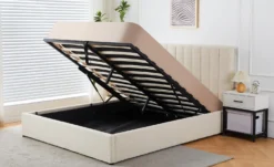 Pack Lit-coffre Songe + Matelas Bedream 180x200cm Tissu bouclette Beige