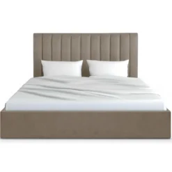 Pack Lit-coffre Songe + Matelas Bedream 180x200cm Velours Taupe