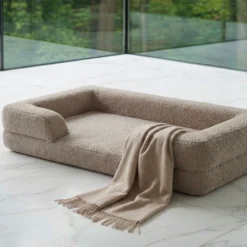 Panier pour chien et chat Chouchon 65x90cm Tissu Bouclette Taupe clair