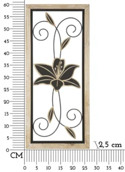 Panneau décoratif 3D Koman Métal Noir et Bois Marron