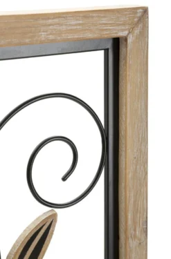 Panneau décoratif 3D Koman Métal Noir et Bois Marron