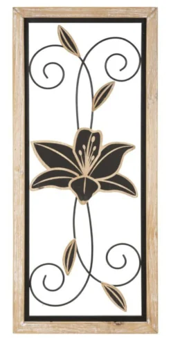 Panneau décoratif 3D Koman Métal Noir et Bois Marron