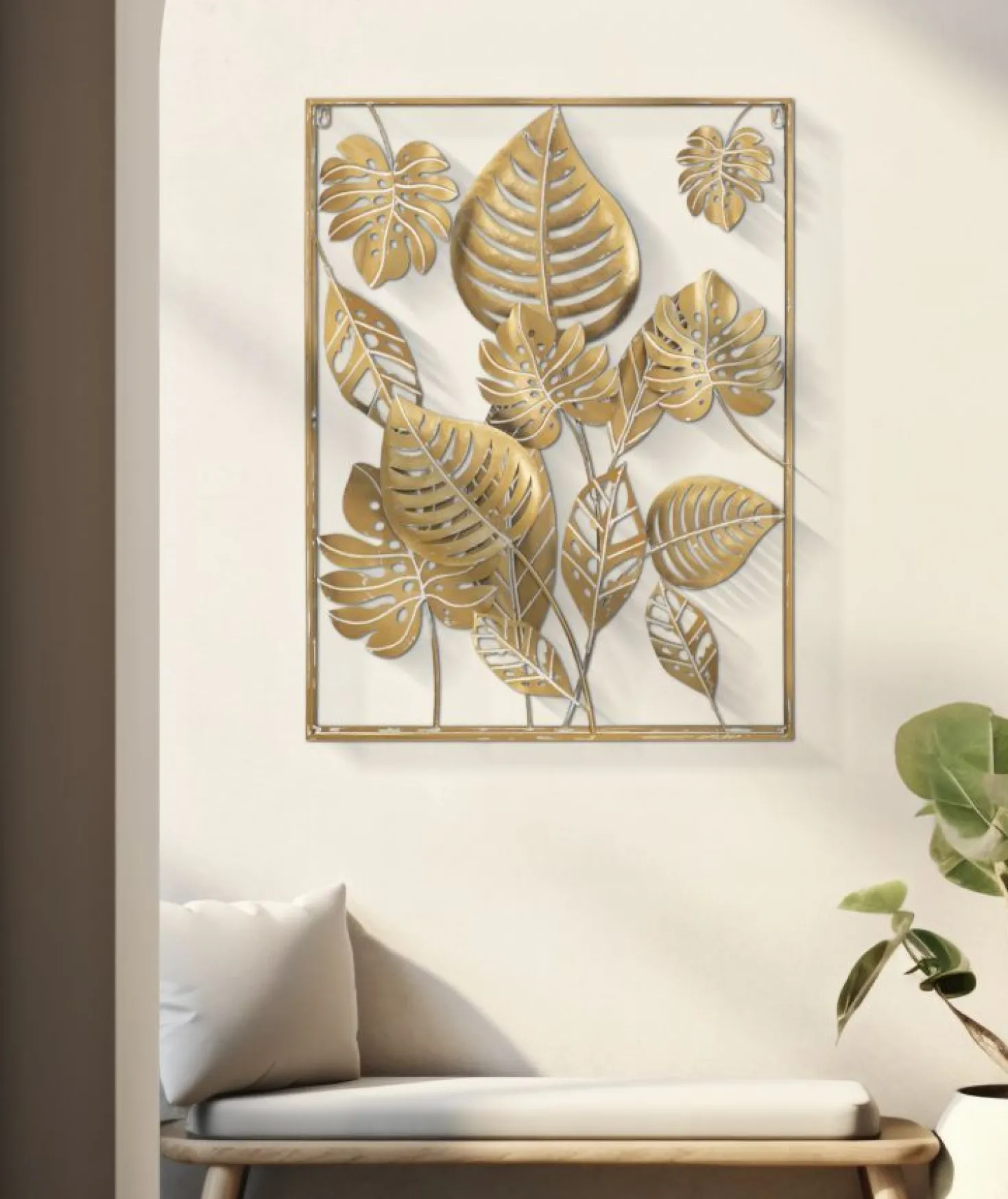 Panneau décoratif mural 3D Jungle Métal Doré