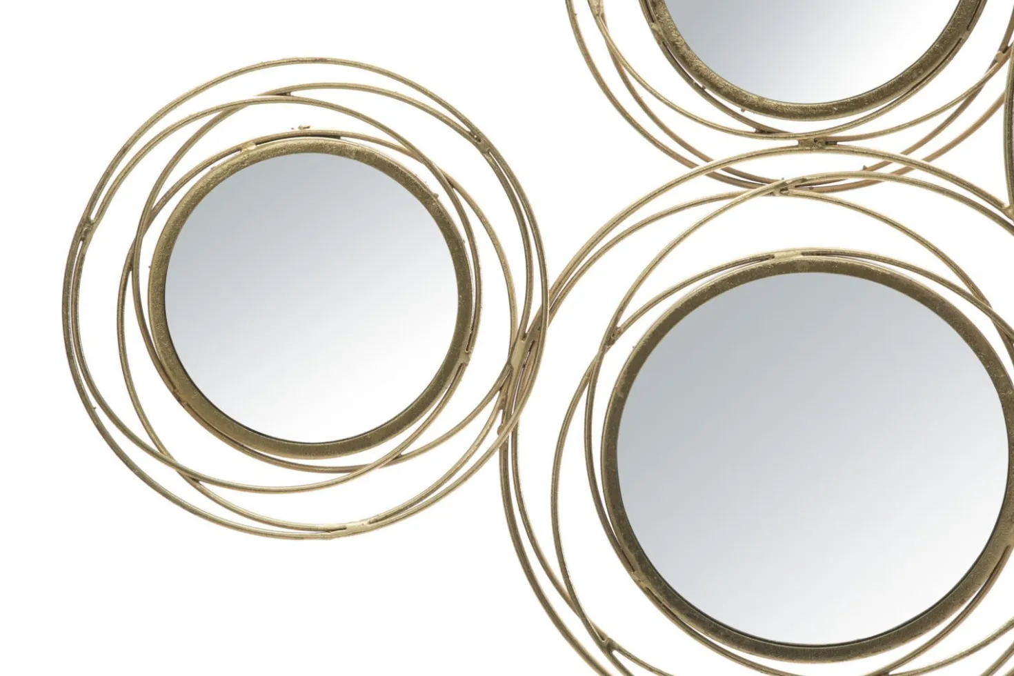 Panneau en métal doré avec cercles et miroirs