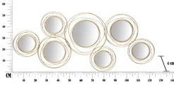 Panneau en métal doré avec cercles et miroirs