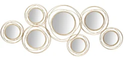 Panneau en métal doré avec cercles et miroirs