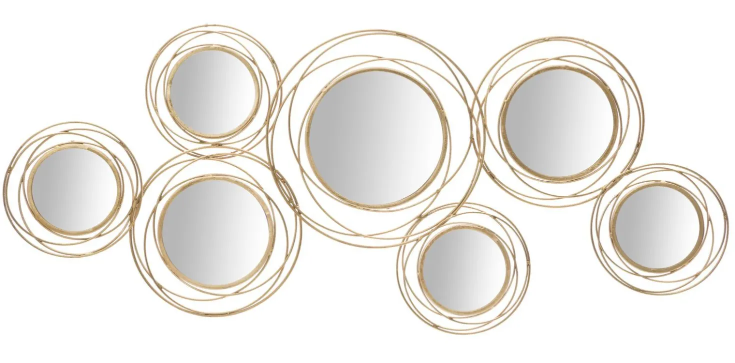 Panneau en métal doré avec cercles et miroirs