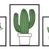 Panneau mural décoratif 3D Cactus métal ensemble 3 pcs