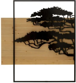Panneau mural décoratif 3D set de 3 pcs métal et bois