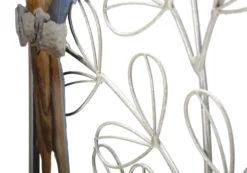 Panneau mural décoratif perroquet en métal 3D multicolore cadre fer
