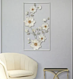 Panneau mural 3D Flix en métal multicolore design floral