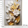 Peinture murale avec cadre bois et métal doré Fleurs et Feuilles