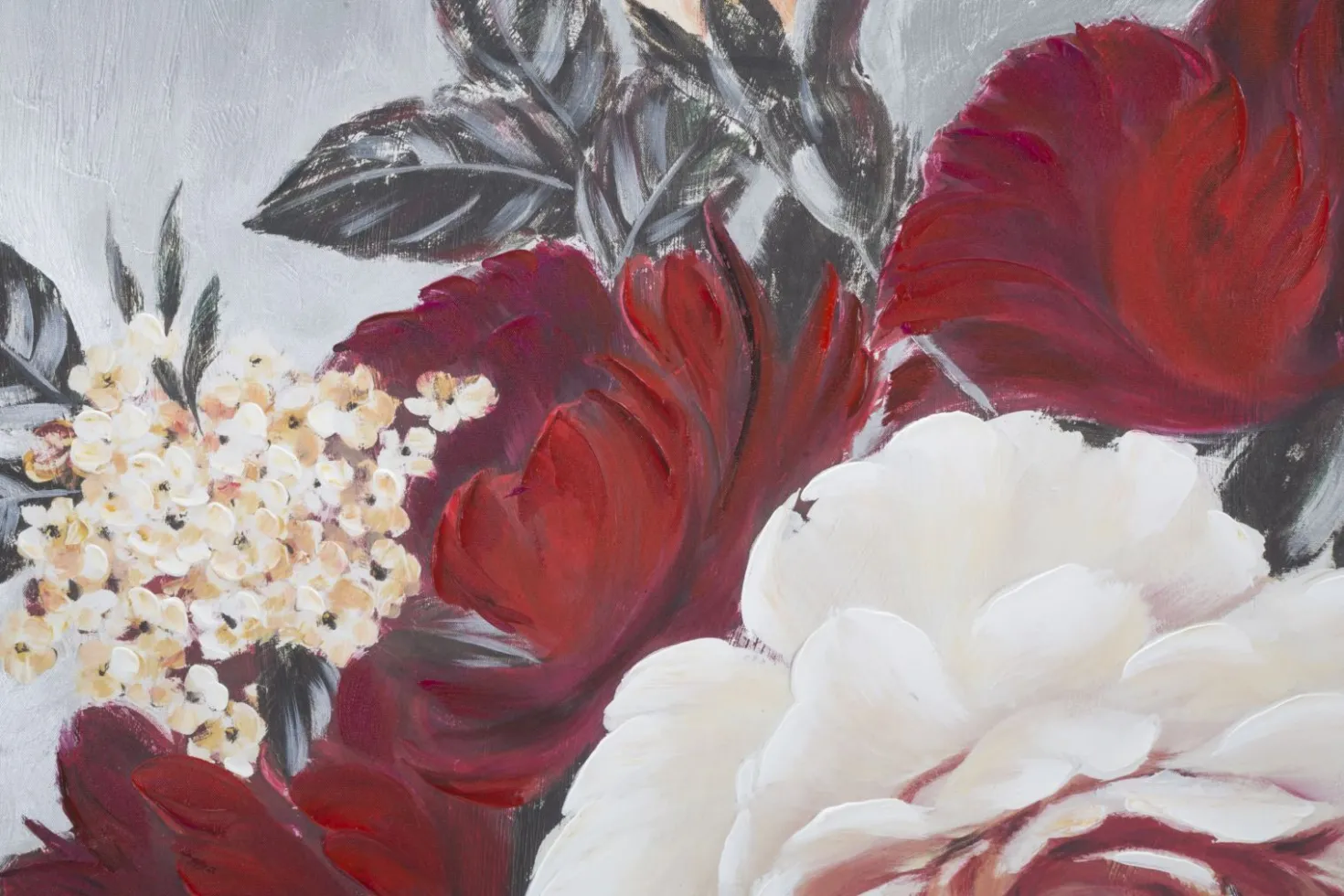 Peinture murale encadrée motif floral bois massif couleurs chaudes
