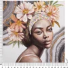Peinture murale Naomi Bois massif avec applications en tissu multicolores