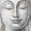 Peinture sur toile Bouddha encadrée en bois massif multicolore