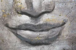 Peinture sur toile Bouddha multicolore cadre en bois massif applications dorées